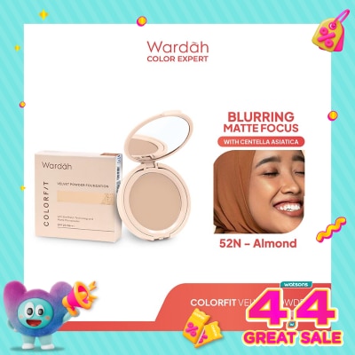 WARDAH - Wardah Colorfit Velvet Powder Foundation 52N Almond 11g