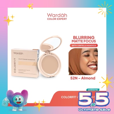 WARDAH - Wardah Colorfit Velvet Powder Foundation 52N Almond 11g