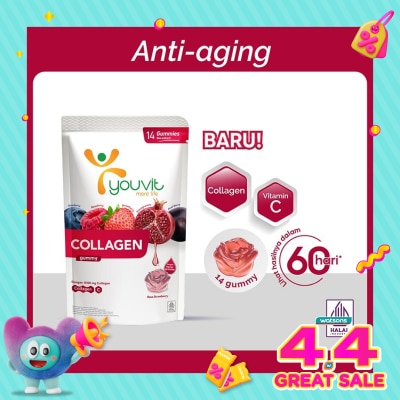YOUVIT - Youvit Collagen 7 Hari dengan VERISOL, Bioactive Collagen Peptides, Vitamin C, Superberries 59g