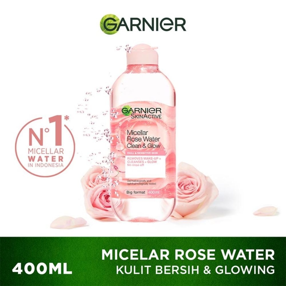 Micellar Rose Water Clean & Glow Skin Care - 400 ml (Pembersih Wajah Untuk Kulit Glowing)