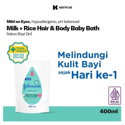 JOHNSON & JOHNSON Johnson & Johnson Baby Bath Milk and Rice Refill 400ml