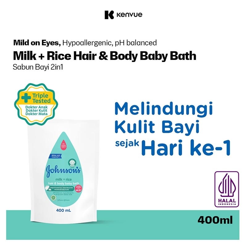 Johnson & Johnson Baby Bath Milk and Rice Refill 400ml