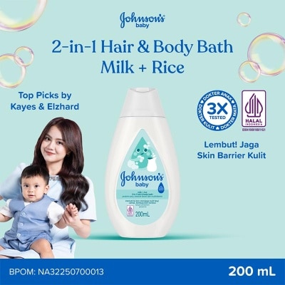 JOHNSON&JOHNSON - Baby Milk + Rice Hair & Body Bath 200ml