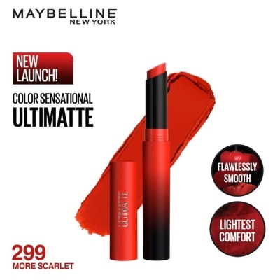 MAYBELLINE Color Sensational Ultimatte Slim Lipstick - 299 MORE SCARLET