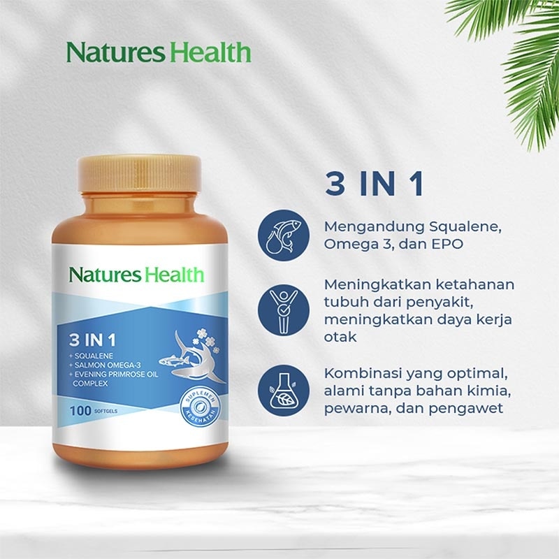 Natures Health Squalene + Omega 3 + EPO 3in1 100s