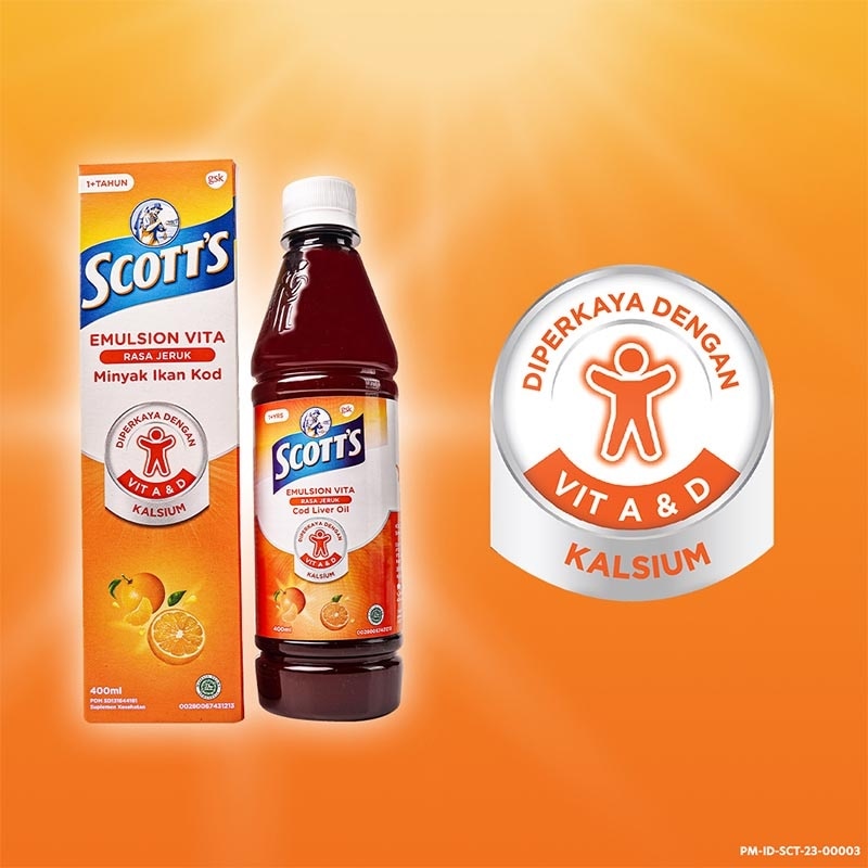 Vita Minyak Ikan Kod Rasa Jeruk dengan Vitamin A, D & Kalsium 400ml