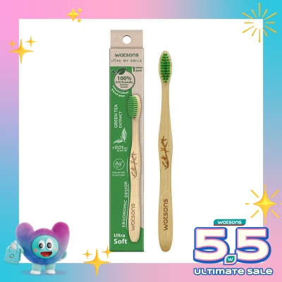 WATSONS - Green Tea Bamboo Toothbrush (Ultra Soft) 1''S