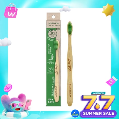 WATSONS COLLECTION - Green Tea Bamboo Toothbrush (Ultra Soft) 1''S