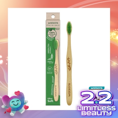 WATSONS Green Tea Bamboo Toothbrush (Ultra Soft) 1''S