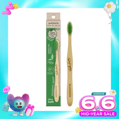 WATSONS COLLECTION - Green Tea Bamboo Toothbrush (Ultra Soft) 1''S