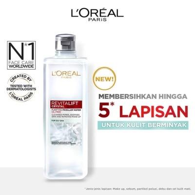 L'OREAL Revitalift Crystal Purifying Micellar Water - Oil Free - 400ml