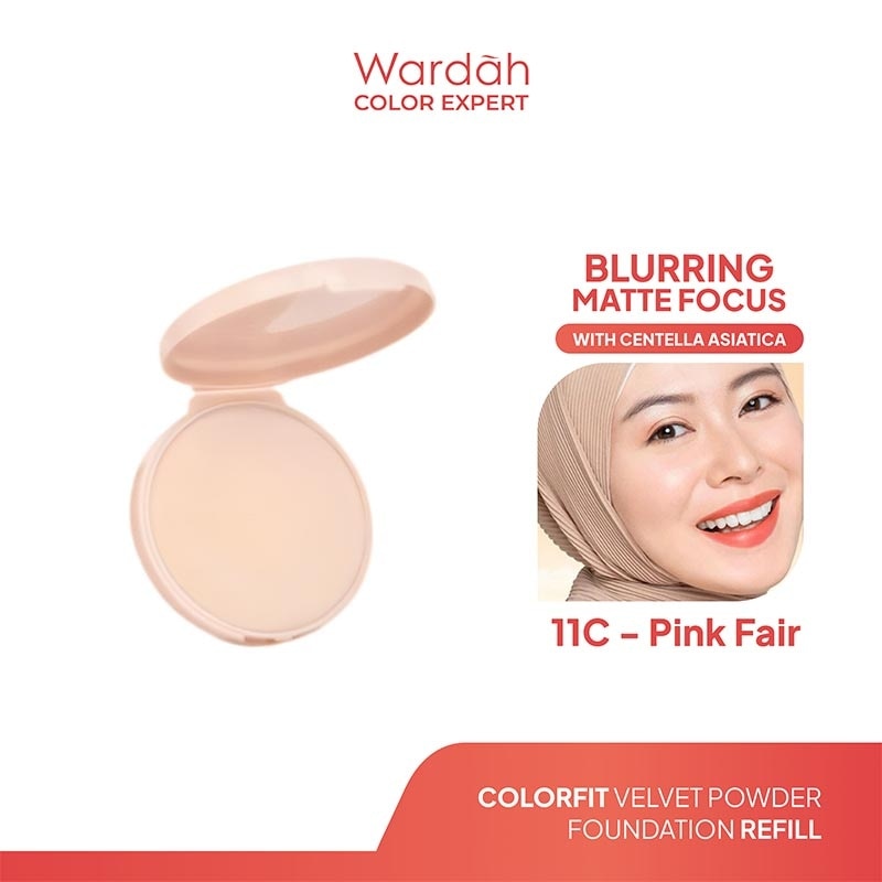 Colorfit Velvet Powder Foundation Refill 11C Pink Fair 11g - Bedak Padat Dengan SPF 20 - Oil Control - Tahan Lama Hingga 12 Jam - Hasil Matte Coverage Natural