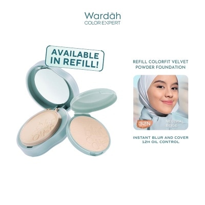 WARDAH, Colorfit Velvet Powder Foundation Refill 32N Neutral Beige 11g ...