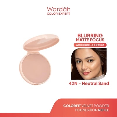 WARDAH Colorfit Velvet Powder Foundation Refill 42N Neutral Sand 11g - Bedak Padat Dengan SPF 20 - Oil Control - Tahan Lama Hingga 12 Jam - Hasil Matte Coverage Natural