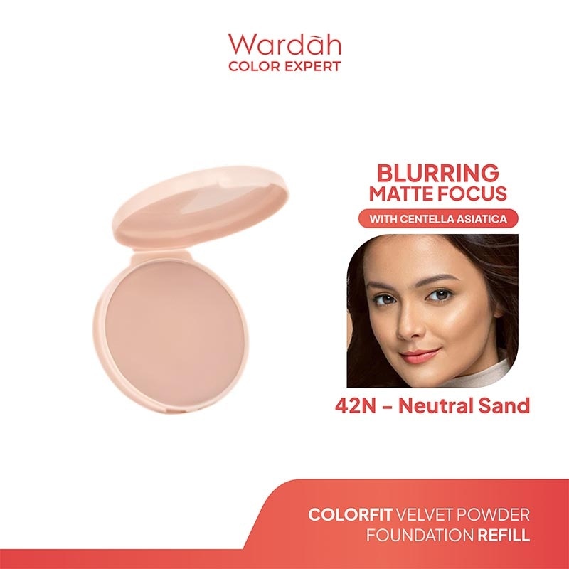Colorfit Velvet Powder Foundation Refill 42N Neutral Sand 11g - Bedak Padat Dengan SPF 20 - Oil Control - Tahan Lama Hingga 12 Jam - Hasil Matte Coverage Natural
