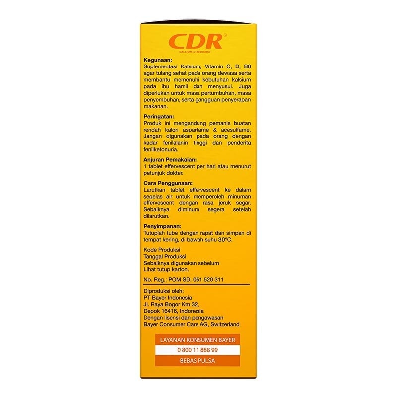 CDR Vitamin Suplemen Kalsium Rasa Jeruk Mandarin 10 Tablet