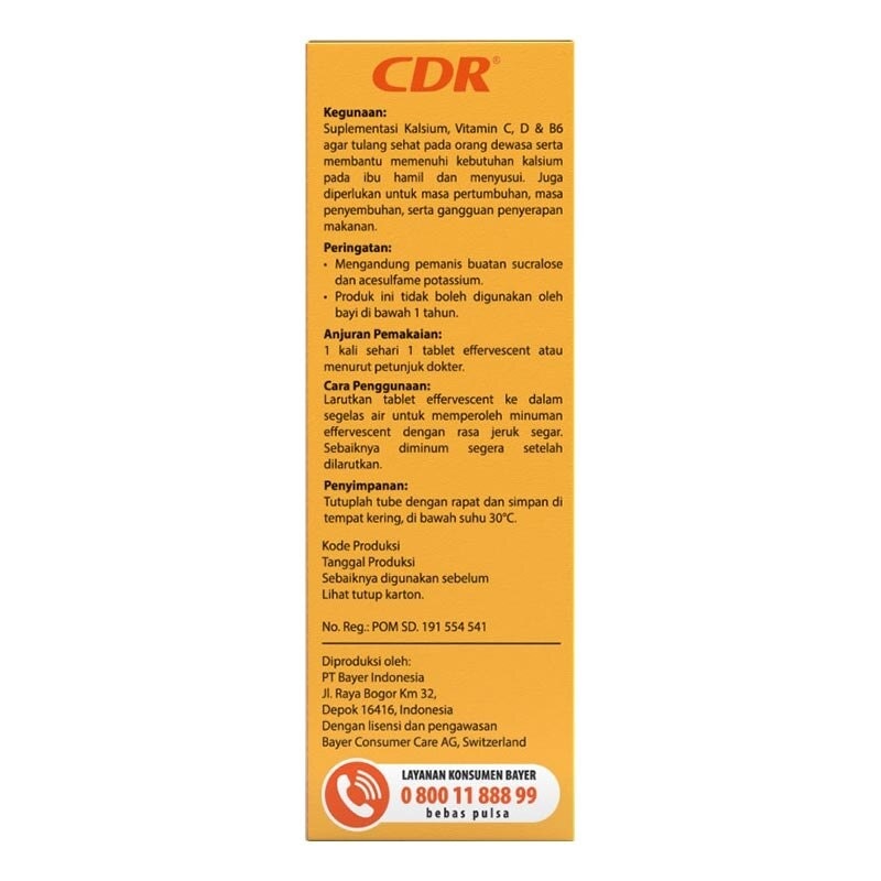 CDR Vitamin Suplemen Kalsium Rasa Jeruk Mandarin 20 Tablet