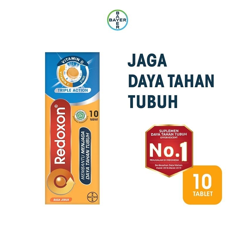 Redoxon Vitamin C, D & Zinc Rasa Jeruk 10 Tablet