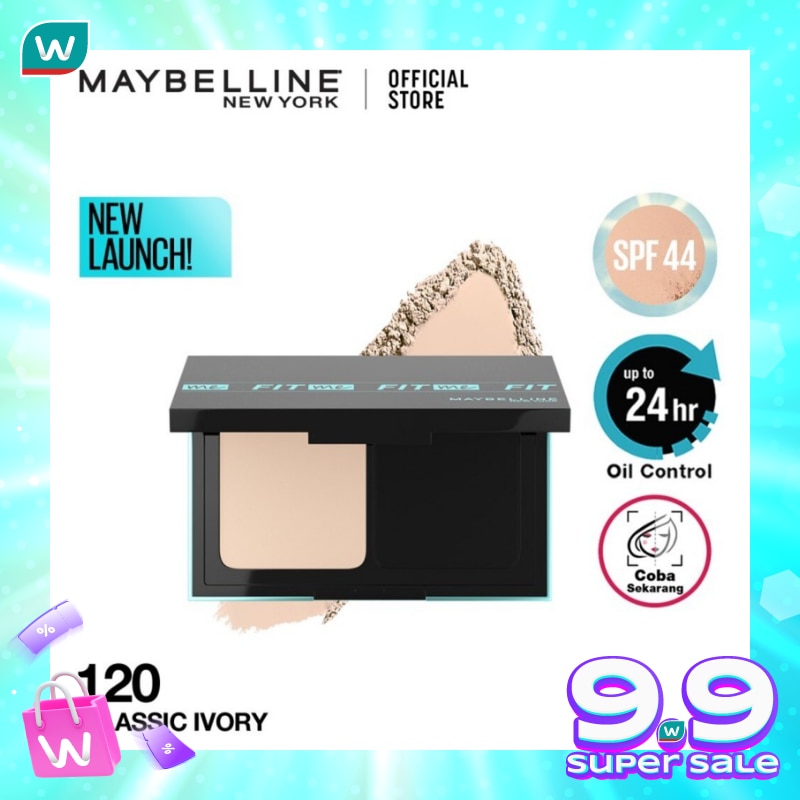 MAYBELLINE Fit Me Matte and Poreless 24HR Oil Control Powder Foundation (Full Coverage &. Tahan lama) 120 - Classic Ivory