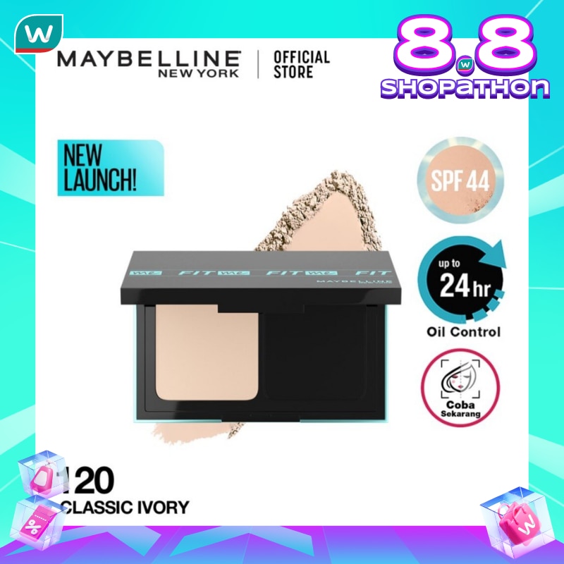 MAYBELLINE Fit Me Matte and Poreless 24HR Oil Control Powder Foundation (Full Coverage &. Tahan lama) 120 - Classic Ivory