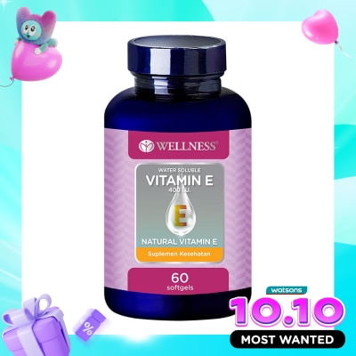 WELLNESS Vitamin E 400IU Water Soluble Softgel 60'S image