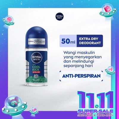 NIVEA Nivea Men Deodorant Roll On Cool Kick Extra Dry Freezy Green 50ml