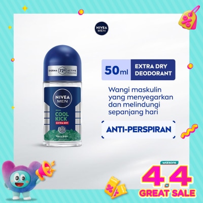 NIVEA - Nivea Men Deodorant Roll On Cool Kick Extra Dry Freezy Green 50ml