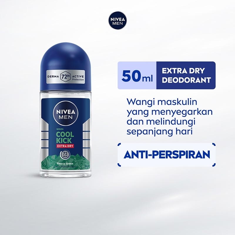 Promo Harga Nivea Men Deo Roll On Cool Kick Freezy Green 50 gr - Watsons