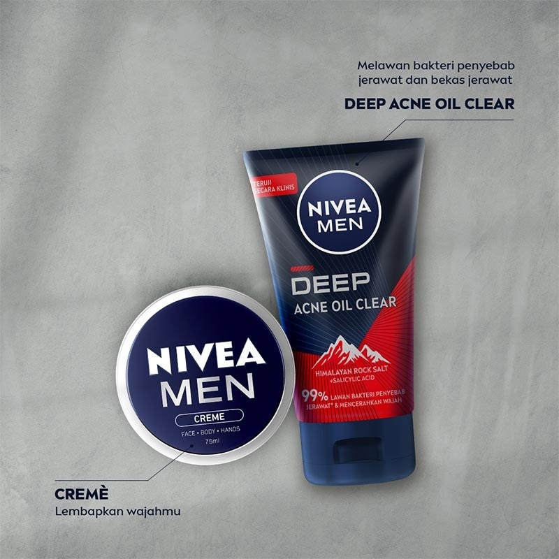 Nivea Men Deep Acne Oil Clear Facial Clear 100ml - Melawan Jerawat