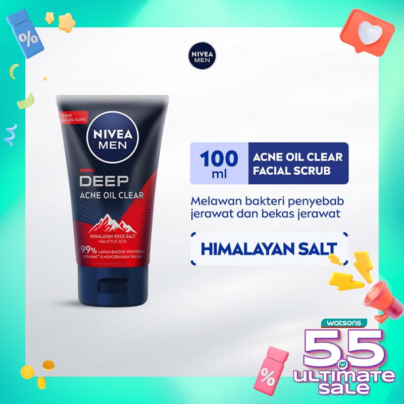 Promo Harga Nivea Men Facial Foam Deep Bright Oil Cleanser 100 ml - Watsons