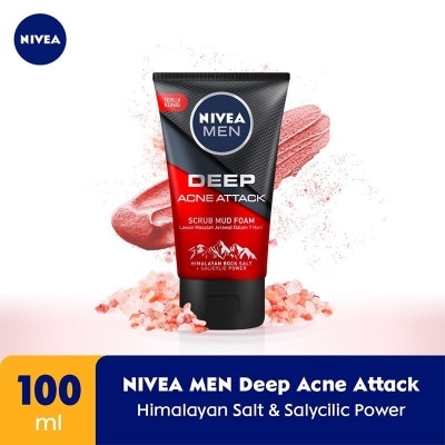 NIVEA Nivea Men Deep Acne Attack Scrub Mud Foam 100ml - Melawan Jerawat