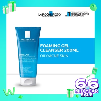 LA ROCHE POSAY Effaclar Foaming Gel Cleanser 200ml - Facial Wash Kulit Jerawat/ Berminyak 200ml