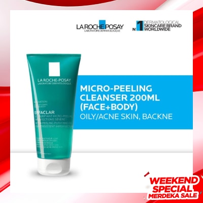 LA ROCHE POSAY Effaclar Acne Micro-Peeling Cleanser 200ml- Facial/ Body Wash Kulit Jerawat/Berminyak 200ml