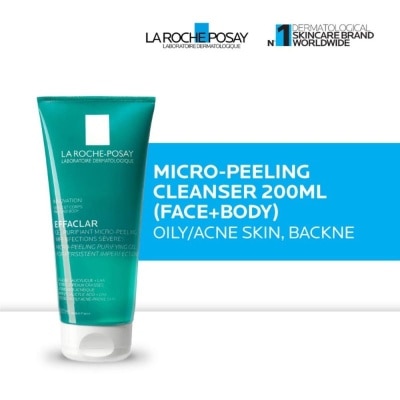 LA ROCHE POSAY Effaclar Acne Micro-Peeling Cleanser 200ml- Facial/ Body Wash Kulit Jerawat/Berminyak 200ml