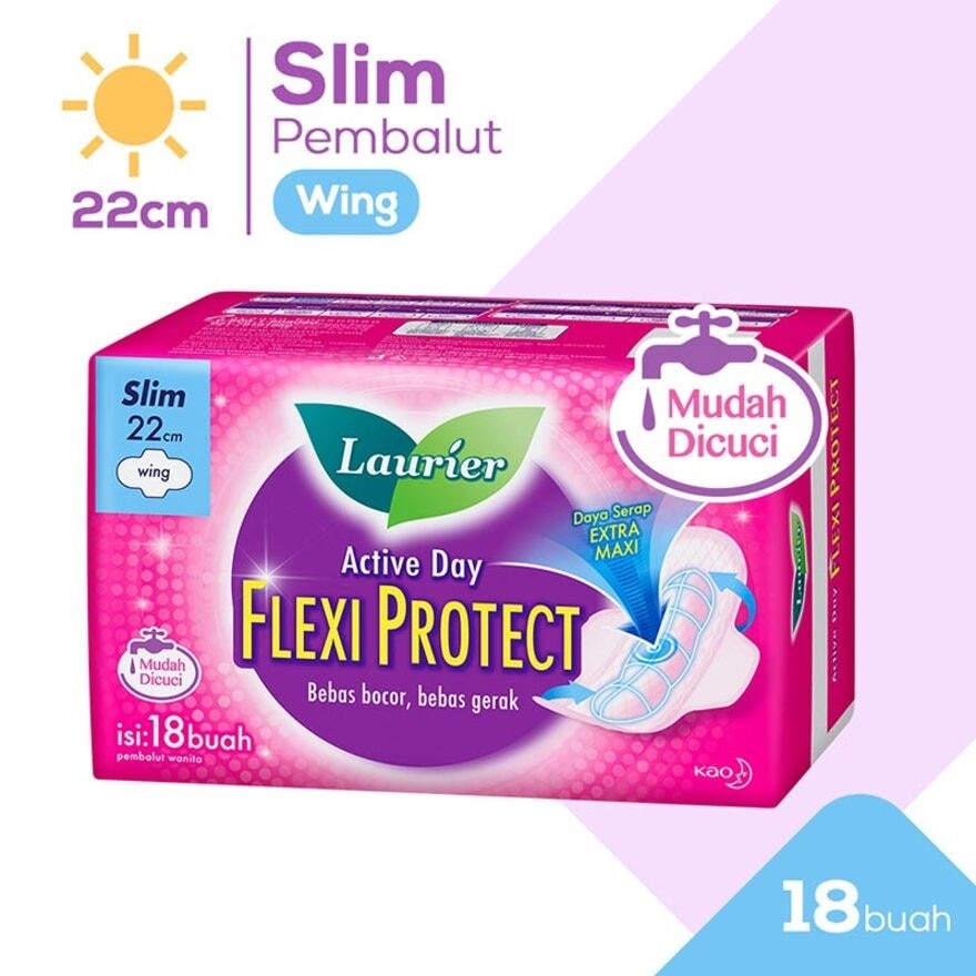 Promo Harga Laurier Active Day Flexi Protect Wing 22cm 18 pcs - Watsons