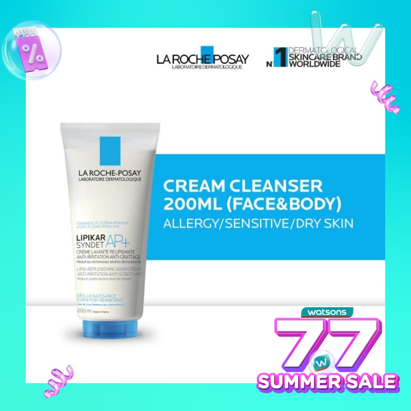 Lipikar Syndet AP+ Cleanser 200ml - Facial/ Body Wash Kulit Alergi/ Sensitif/ Kering 200ml