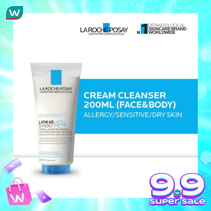 Lipikar Syndet AP+ Cleanser 200ml - Facial/ Body Wash Kulit Alergi/ Sensitif/ Kering 200ml