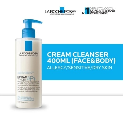 LA ROCHE POSAY Lipikar Syndet AP+ Cleanser 400ml - Facial/ Body Wash Kulit Alergi/ Sensitif/ Kering 400ml