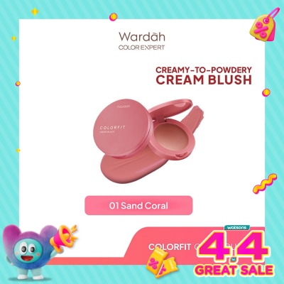 WARDAH - Colorfit Cream Blush 01 Sand Coral 3g - Formula Ringan dan Teksturnya Creamy