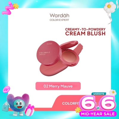 WARDAH - Colorfit Cream Blush 02 Merry Mauve 3g - Formula Ringan dan Teksturnya Creamy