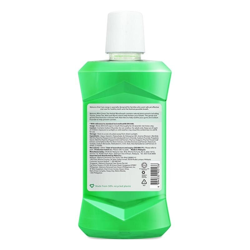 Watsons Mint Green Tea Herbal Mouthwash