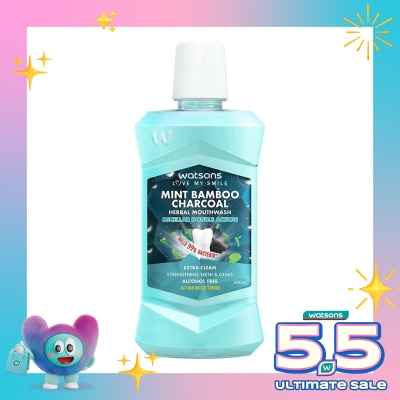 WATSONS - Watsons Mint Bamboo Charcoal Herbal Mouthwash