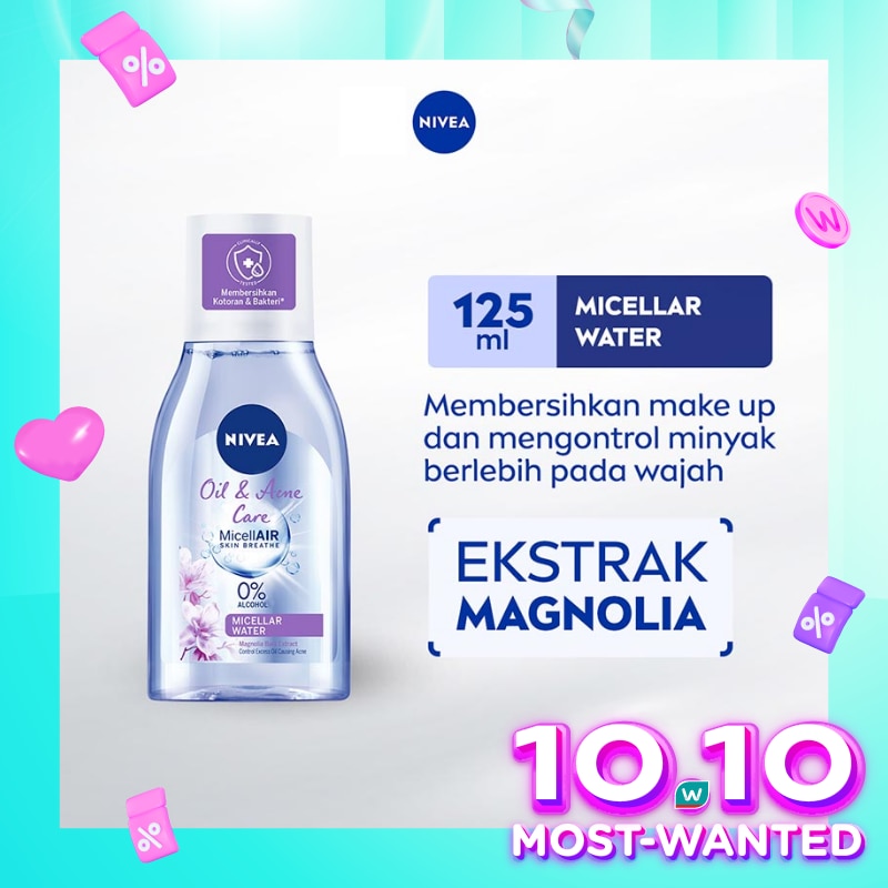 Promo Harga Nivea MicellAir Skin Breathe Micellar Water Oil & Acne Care 125 ml - Watsons