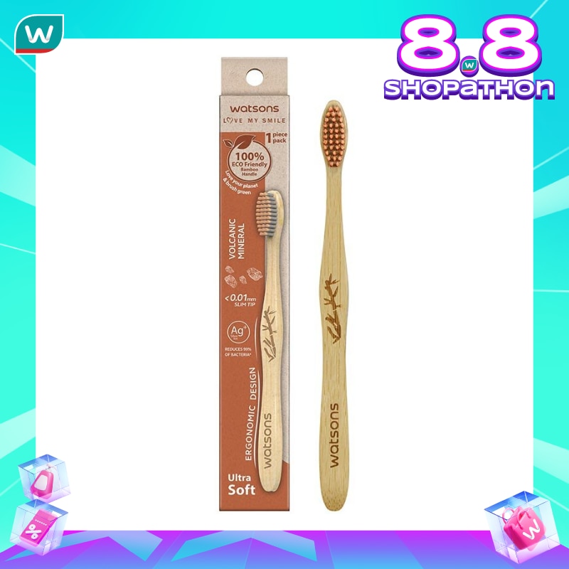 Pink Mountain Salt Bamboo Toothbrush (Ultra Soft) 1''S