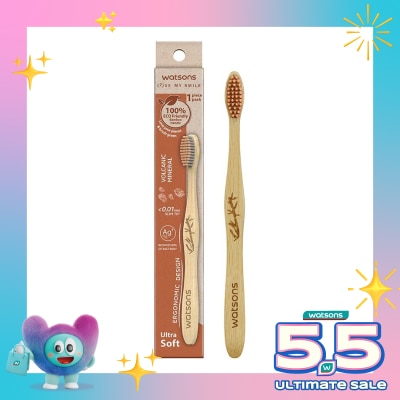 WATSONS - Pink Mountain Salt Bamboo Toothbrush (Ultra Soft) 1''S