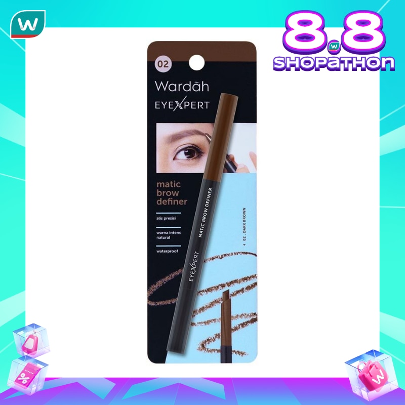 Promo Harga Wardah EyeXpert Matic Brow Definer Dark Brown  - Watsons