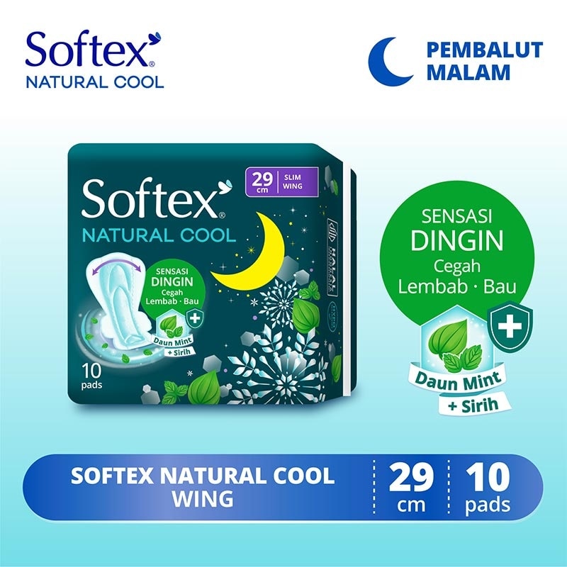 Promo Harga Softex Natural Cool+ Super Slim 29cm 10 pcs - Watsons