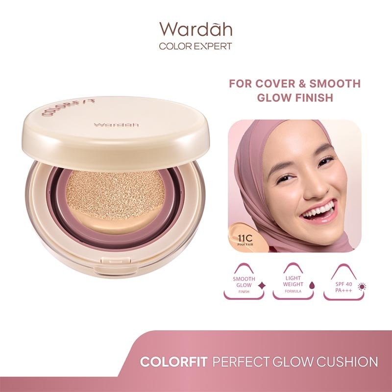 Colorfit Perfect Glow Cushion 11C Pink Fair 15g - Tahan Lama Hingga 12 Jam Dilengkapi SPF 33 PA+++ - Hasil Akhir Glowing dan Menyatu Dengan Warna Kulit - High Coverage