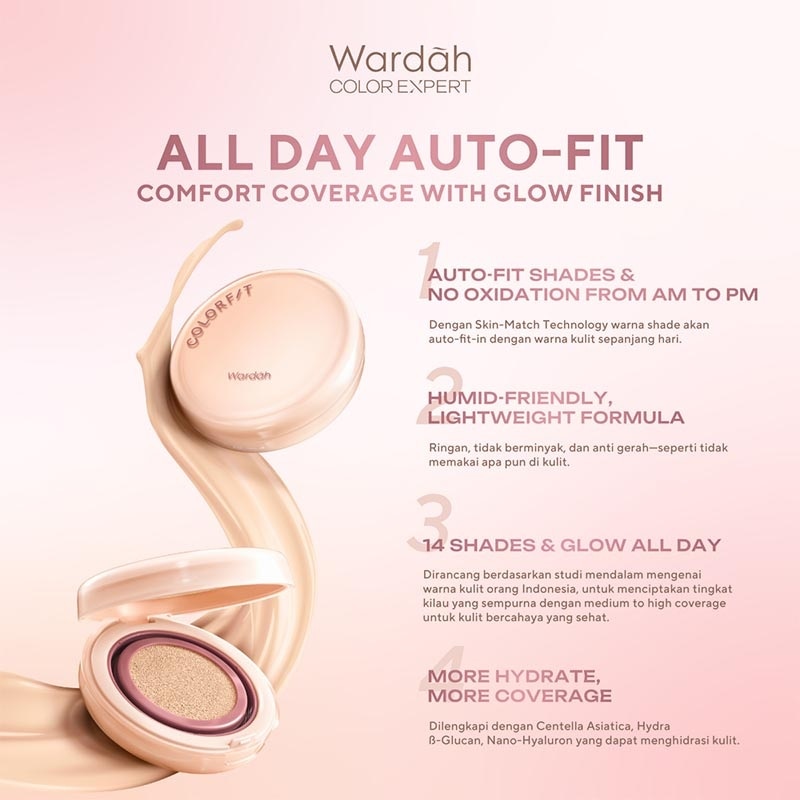 Wardah Colorfit Perfect Glow Cushion 22N Light Ivory 15g