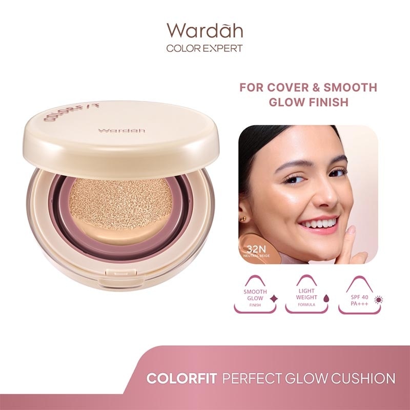 Colorfit Perfect Glow Cushion 32N Neutral Beige 15g - Tahan Lama Hingga 12 Jam Dilengkapi SPF 33 PA+++ - Hasil Akhir Glowing dan Menyatu Dengan Warna Kulit - High Coverage